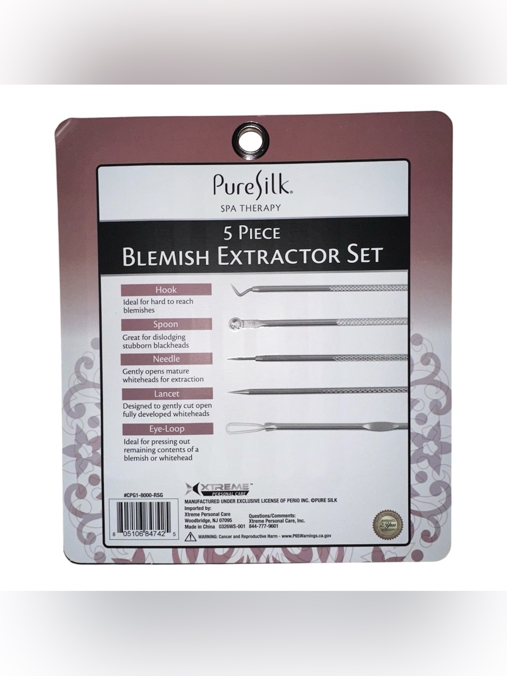 5-Piece Blemish Extractor Set - Silver - Picture 2 of 3